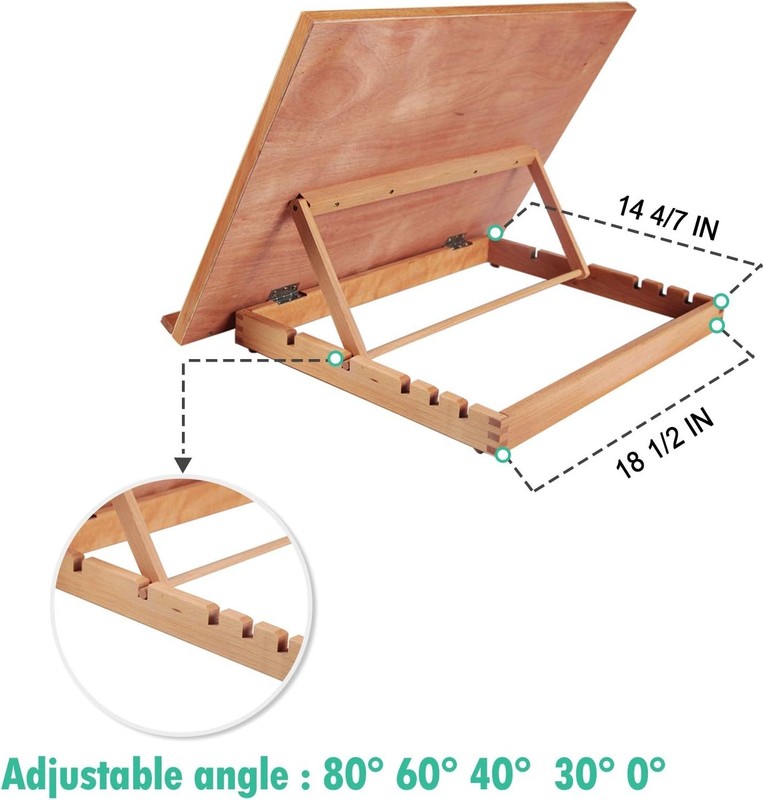 Adjustable Wood Sketching Board Easel - Lightweight & Portable 23 2/9" x 16 1/2" gallery