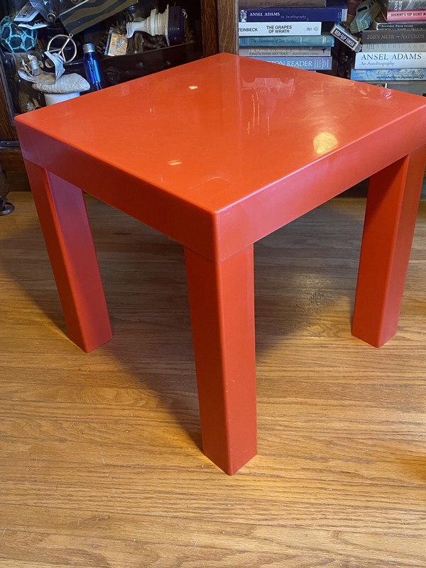 Vintage 1970s Parsons Table Orange & Yellow Plastic Style MCM Retro -RARE! gallery