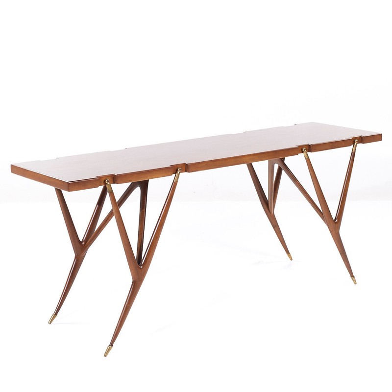 Ico Parisi for Singer and Sons Mid Century Walnut and Brass Console Table gallery