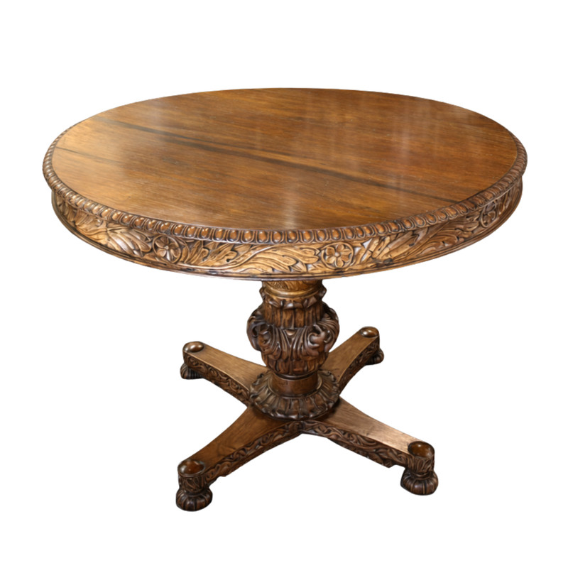 Nineteenth Century Carved Hardwood Anglo Indian Neoclassical Center Table