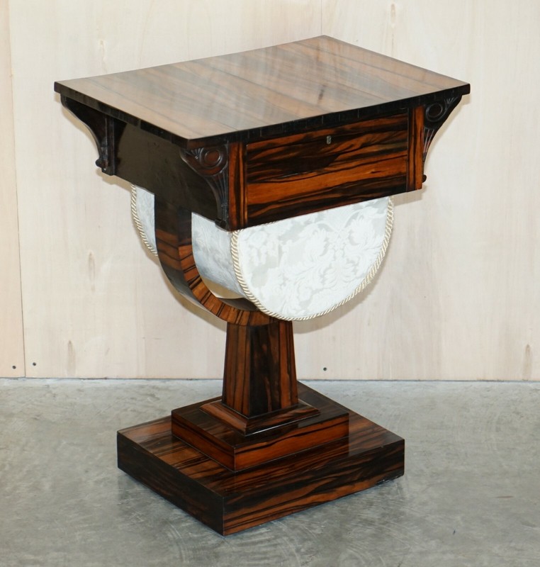 VERY FINE ANTIQUE CIRCA 1810-1820 REGENCY COROMANDEL WORKBOX / SEWING TABLE gallery
