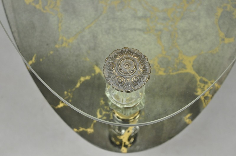 Vintage Hollywood Regency Two Tier Italian Églomisé Glass Side Tables - a Pair gallery