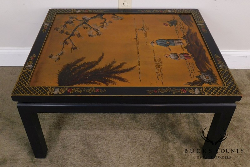 Kozak Studios Black & Gold Chinoiserie Painted Pair Side Tables gallery