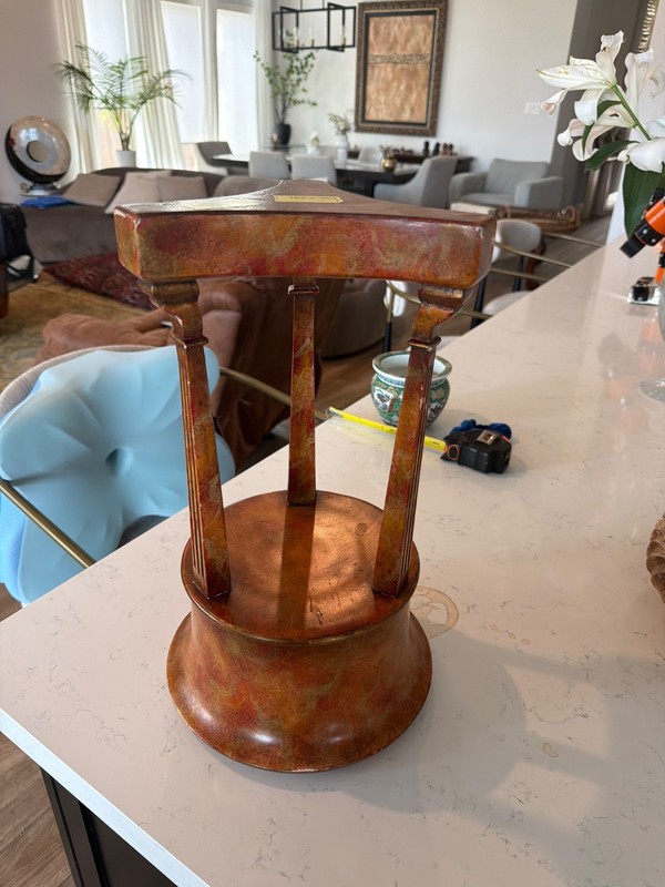 Theodore Alexander Regency Jardiniere Tripod Plant Stand Polychrome Tortoise gallery