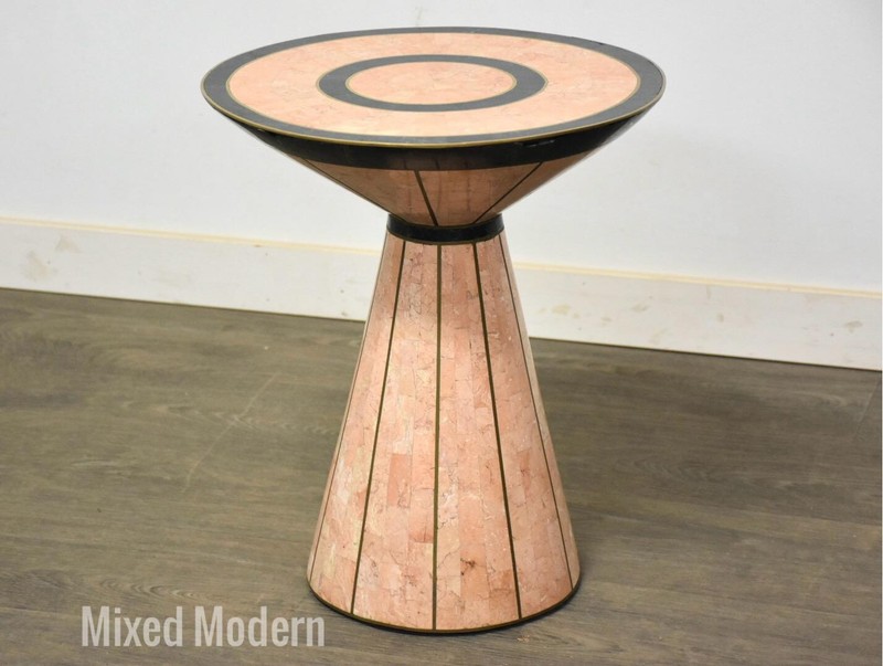 Tessellated Stone and Brass End Table