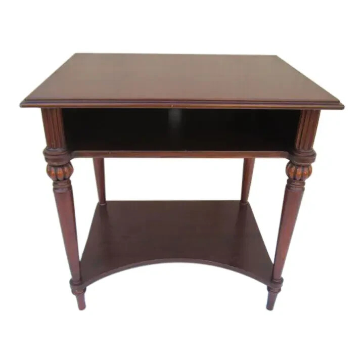 Bombay Solid Wood Side End Table Mahogany Carved Leg Details
