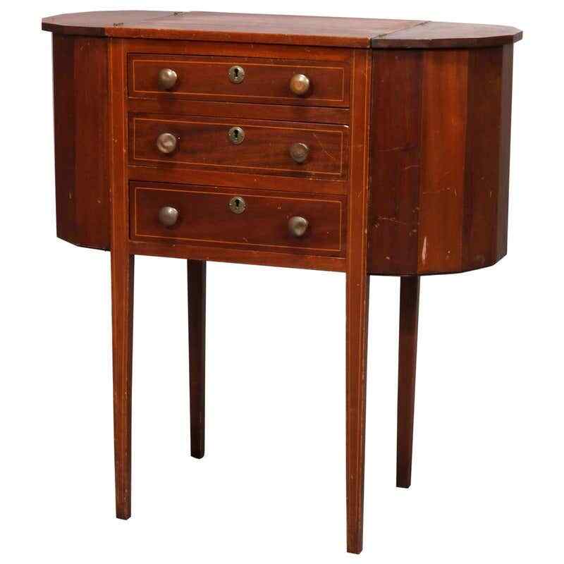 Antique Mahogany Sewing Stand with Project Pockets C1930