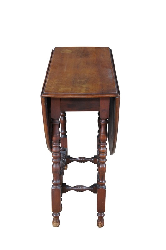 Antique William & Mary Style Oak Oval Drop Leaf Gateleg Side Table gallery