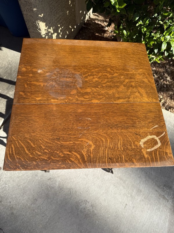 Antique Tiger Oak Parlor Table W/ Marble Talon Glass Feet gallery
