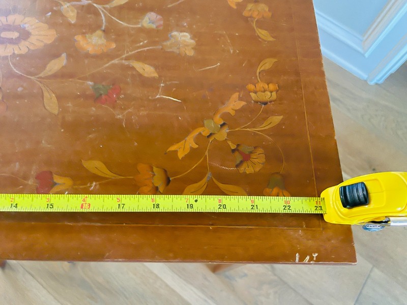 Vintage Inlaid Wood Side Table – Floral Marquetry – Nesting Style – Single gallery