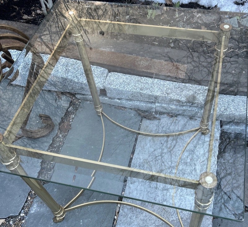 Vintage Labarge Hollywood Regency Brass Side Table With Hooved Feet, 1960s/70s gallery