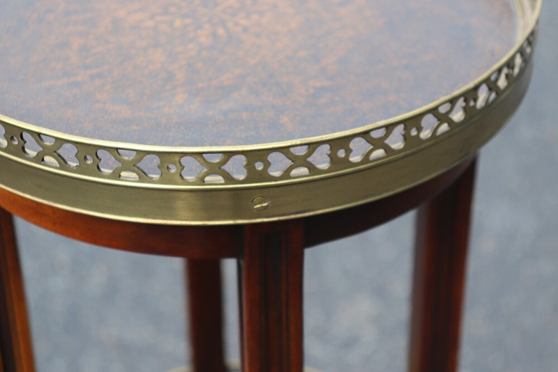 English Regency Brass Bound Triple Tier Plantstand Table With Leather gallery