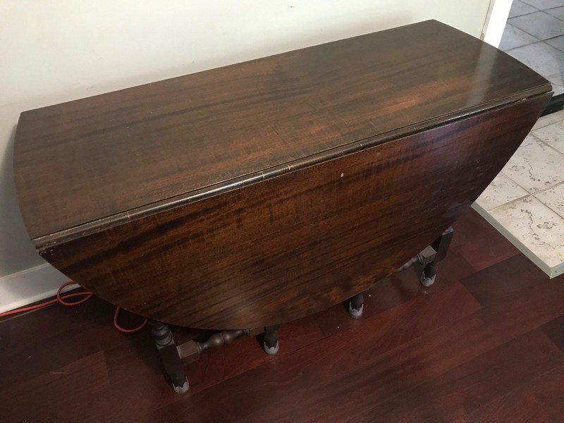 Antique English Drop Leaf Sofa Kitchen Table BARLEY TWIST Tiger Oak Gate Leg gallery