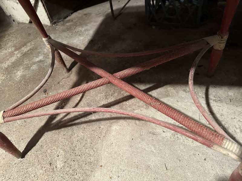 Antique Vintage Red Wicker Sofa Console Table Heywood Wakefield Original Paint gallery