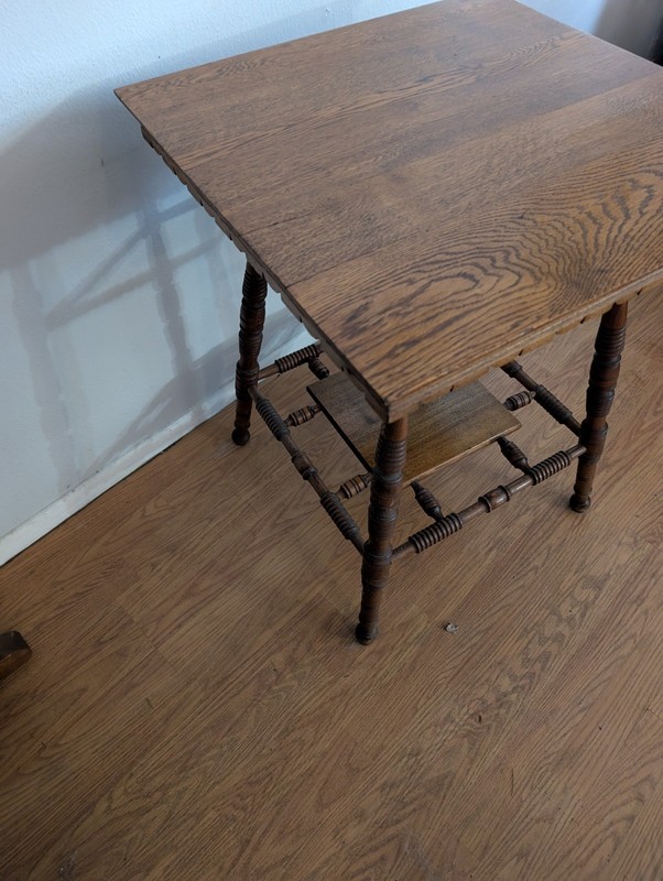 Antique Victorian Spindle Style Oak Accent Side Table gallery