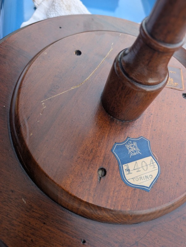 Vintage Georgian Embossed Leather Top Mahogany Round Side Table Columbia Mfg gallery