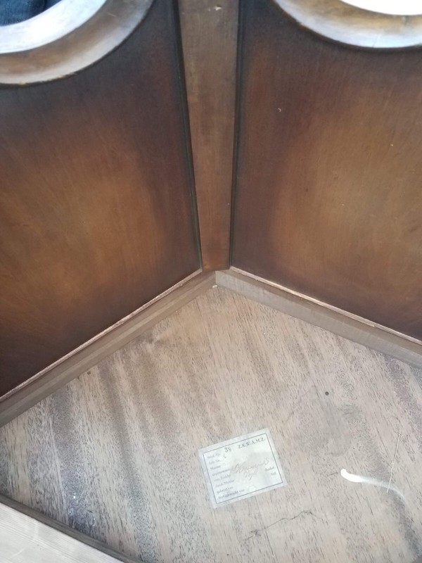 German Made 39in Walnut Entry Way Foyer Table Round Walnut gallery