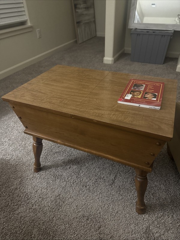 Antique Wooden Storage Coffee Table with Hinged Top
