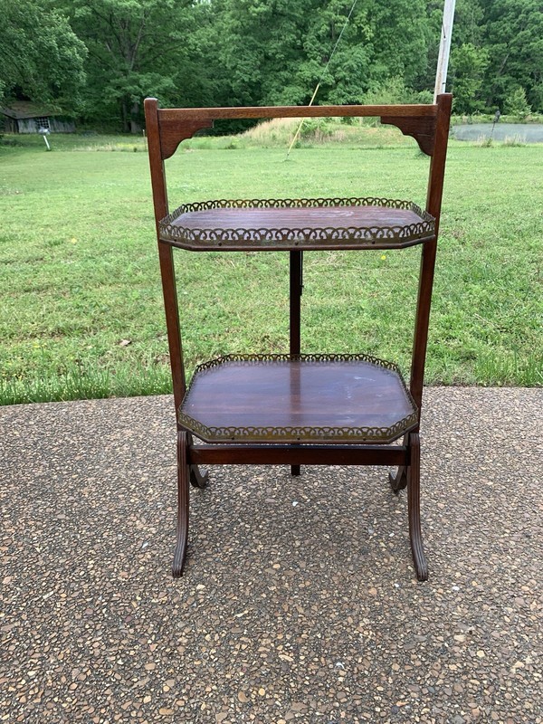 1940s Vintage Antique Edwardian Style Folding Two-Tier Tray Table READ Unique