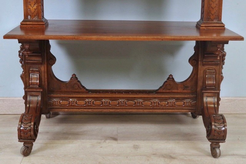 Renaissance Carved Walnut Tea Table - circa 1900 gallery