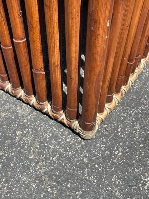 Vintage McGuire Coastal Bamboo Square End Table with Granite Stone Top gallery