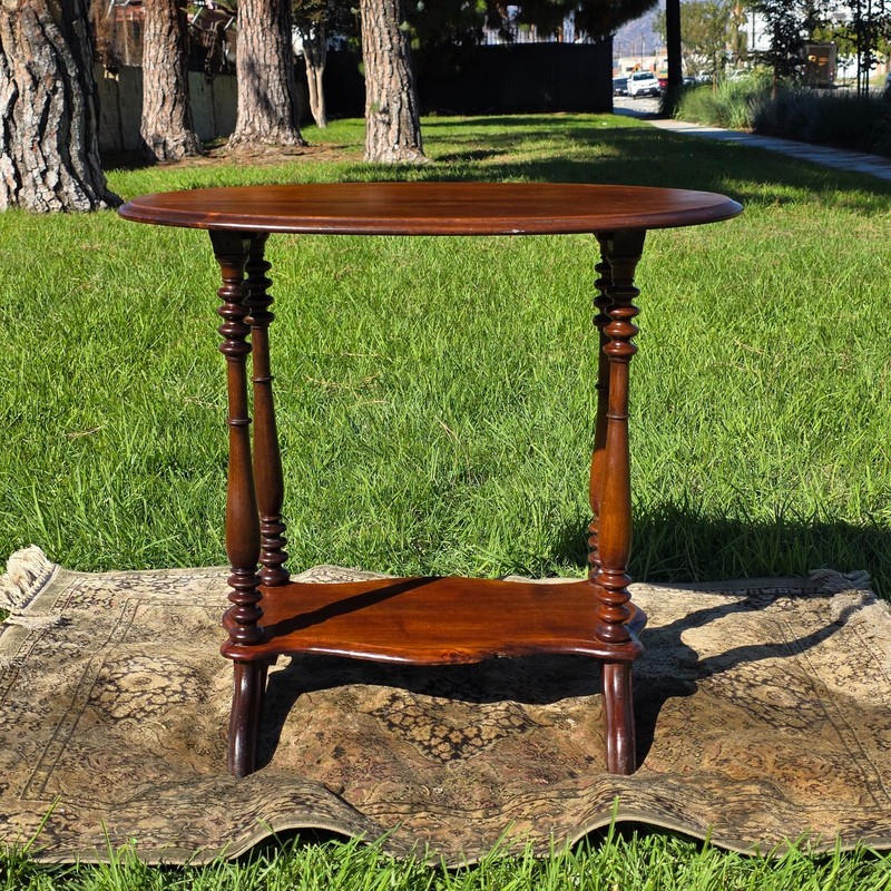 Antique Turned Bobbin Legs, 2 Tier, Parlor Side Table, Solid Wood gallery