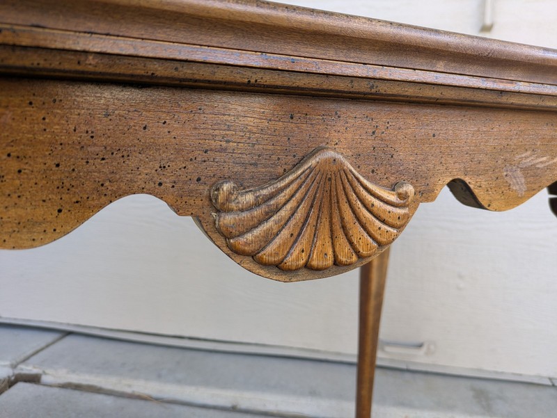 Vintage Wood Queen Anne Georgian Tea Table with Pull Out Candle Trays Shell U64 gallery