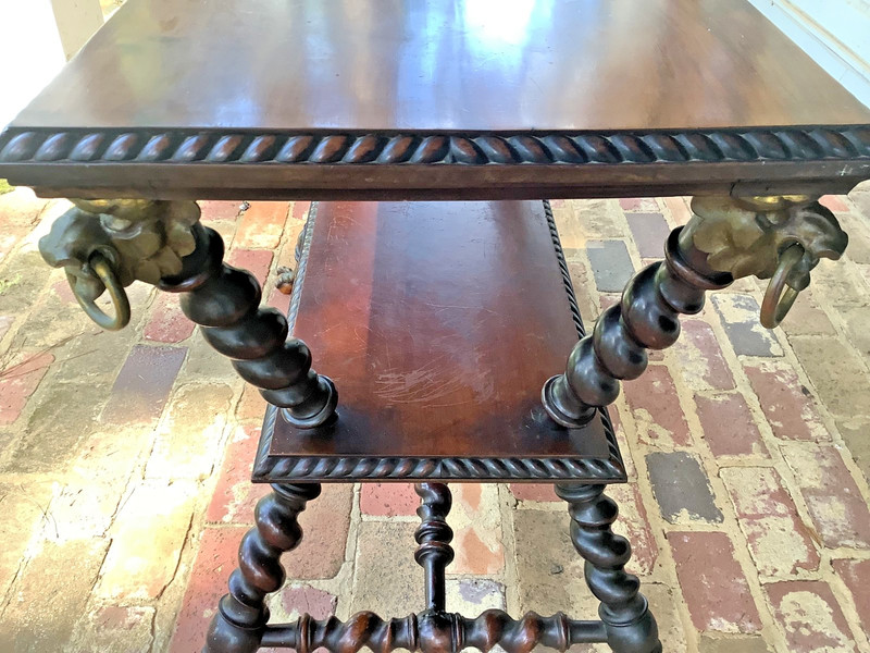 RARE Victorian Barley Twist Library Table by Merklen Brothers, c1890 gallery