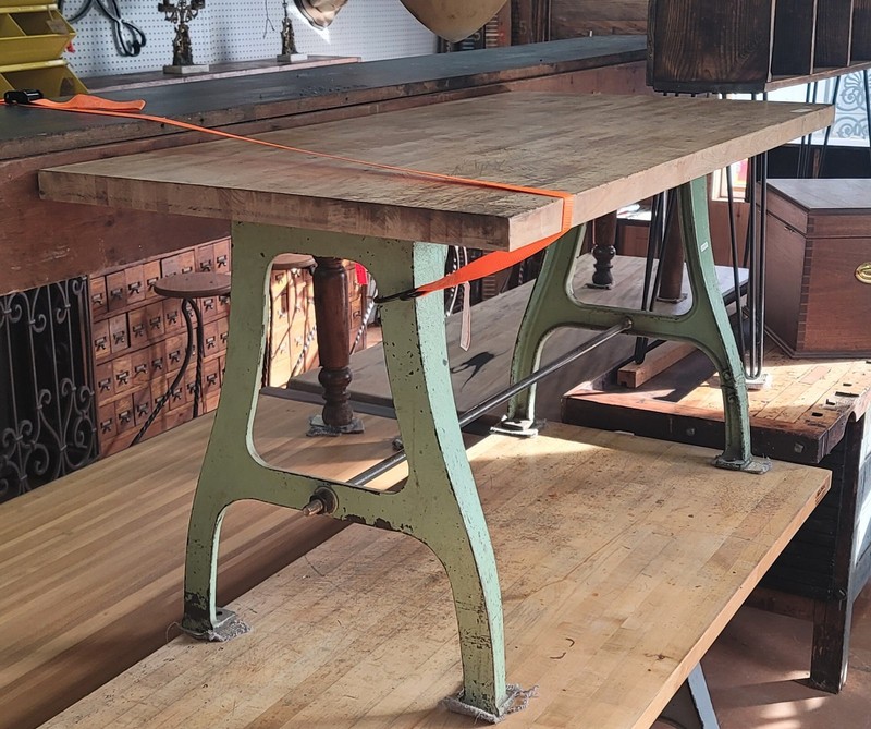 Custom Butcher Block Table Top w/ Industrial Cast Iron Legs 60" x 30" GS00838 gallery