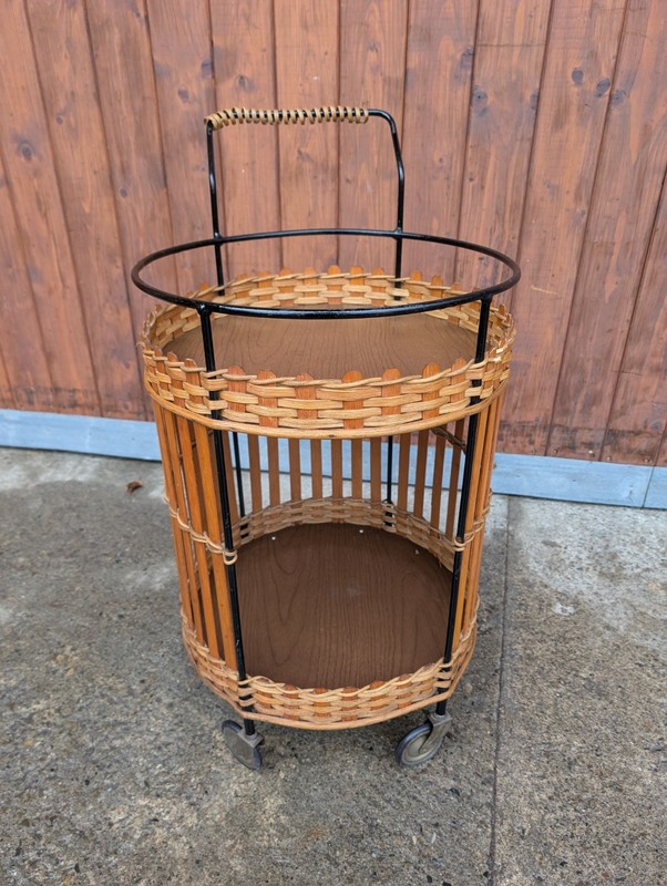 Serving Cart Tea Cart Walnut 60s Table Side Table Brass Mid Century gallery