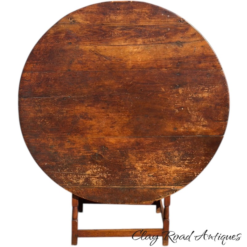 Antique bench table 18th stretcher base round farm primitive tavern softwood gallery