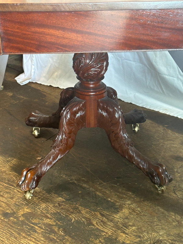Antique empire DINING carved table Philadelphia hairy paw feet 1820 classical gallery