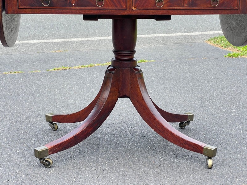 Antique George III Mahogany Two Drawer Drop Leaf Sofa Table c. Late 1700s gallery