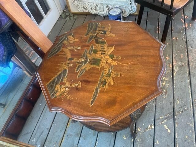 Antique Asian Style Mahogany Coffee Table Lacquer Top gallery