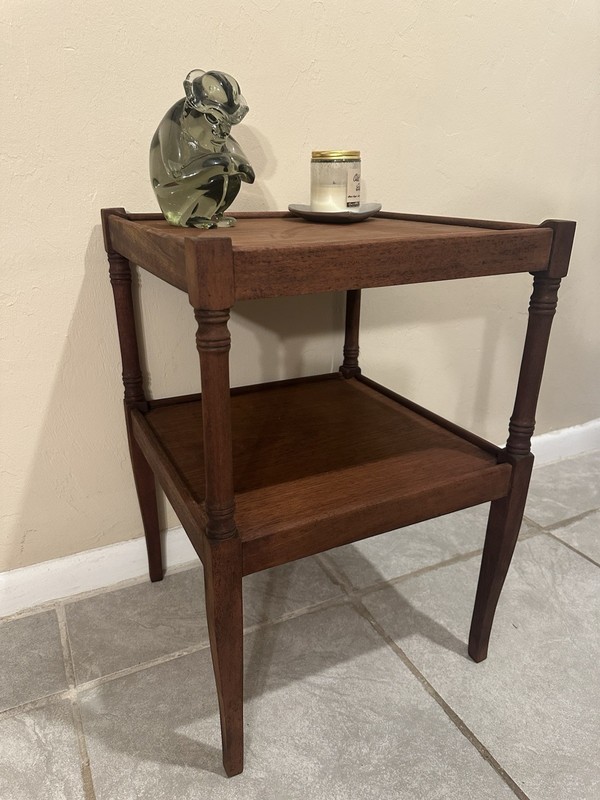 Antique Victorian Square Table two tier Solid Mahogany 17 X 25 In gallery