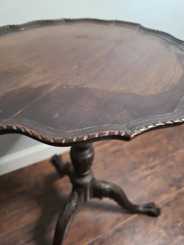 Antique Mahogany Tripod Table Pie Crust Top Talon Claw Foot Chippendale Style gallery
