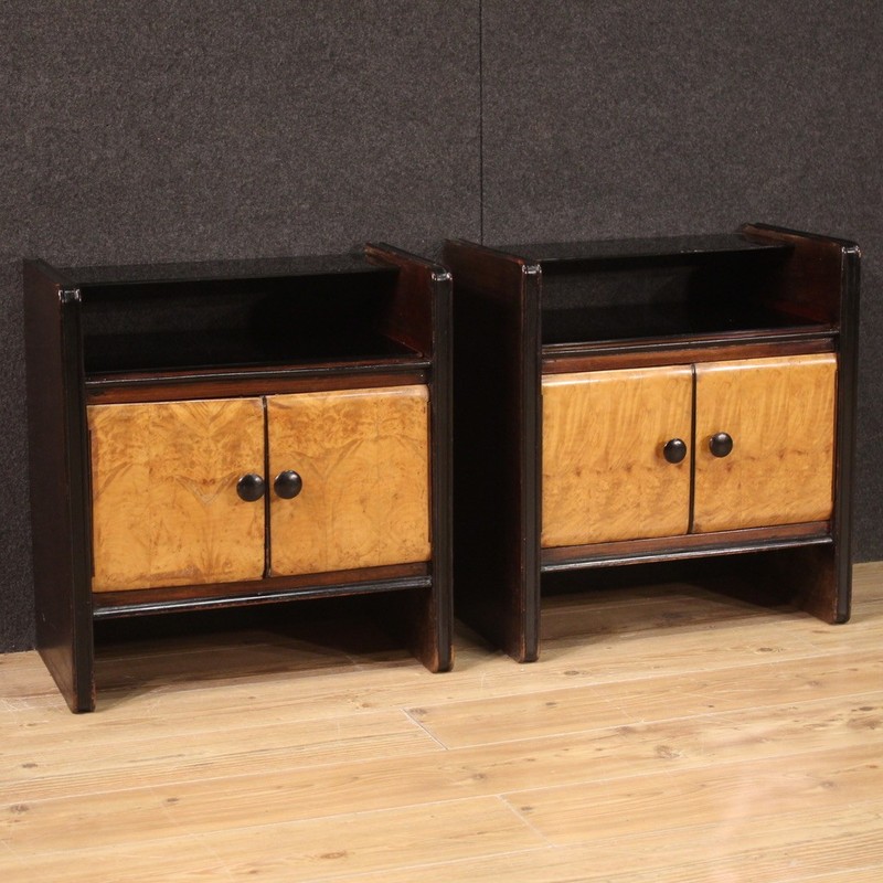 Pair night stands Art Deco vintage bedside tables furniture 20th century modern