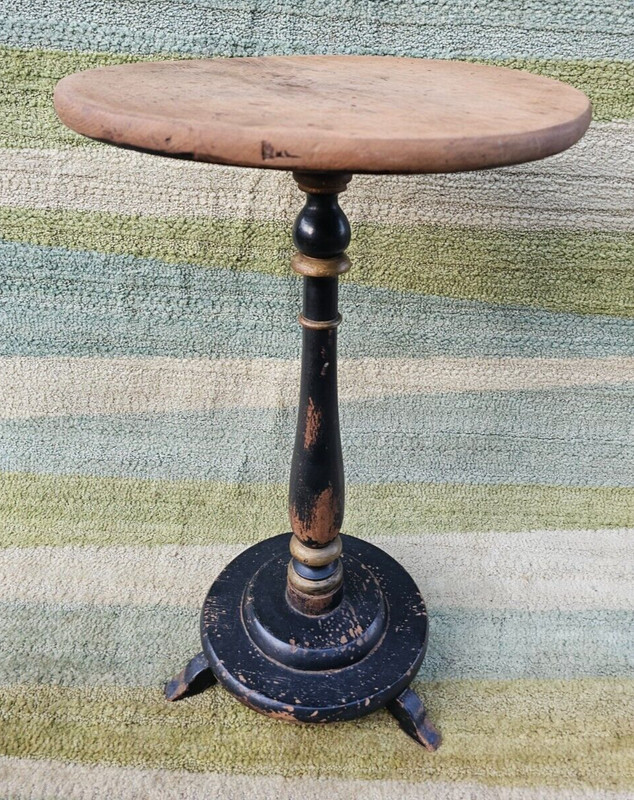 Antique Victorian Wine Pedestal Table, English Side Occasional Lamp Plant Stand gallery