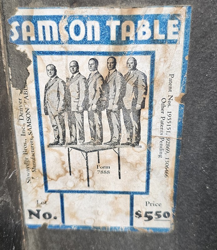 Rare Vintage 1930s Samson Standing/Folding Card Table Shwayder Bros gallery