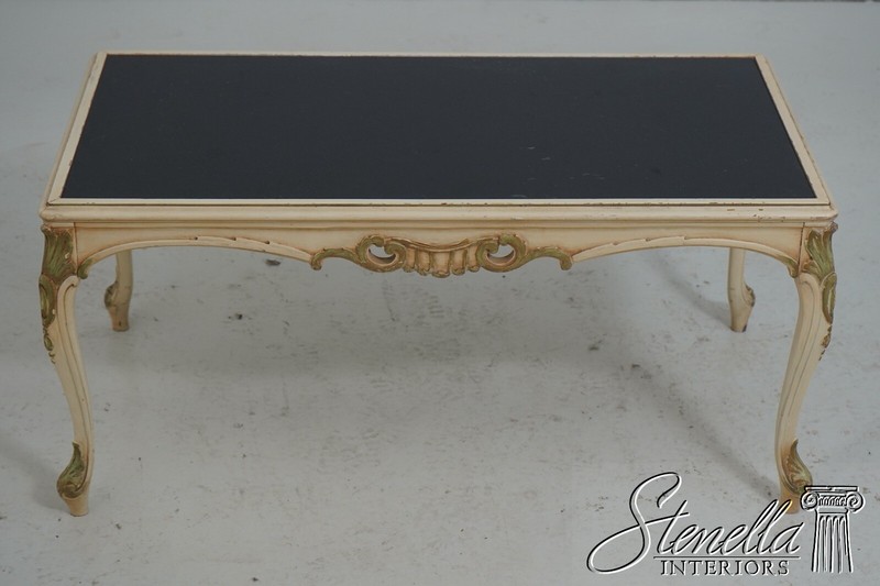 F63588EC: Italian Style Paint Decorated Black Glass Coffee Table gallery