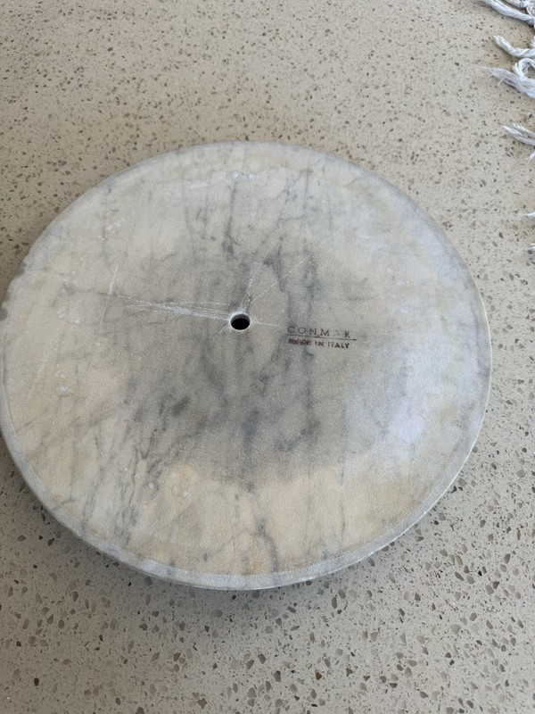 Vintage Marble Table Top (Italy) White & Gray Veining Marked CONMAR 15 “wide gallery