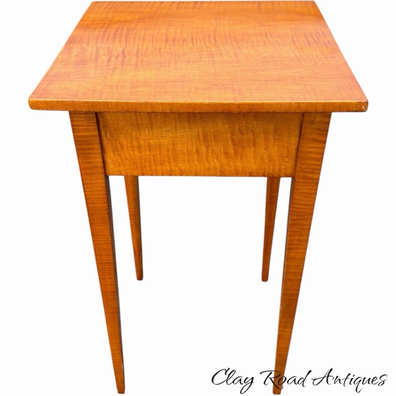 antique style solid tiger maple 1 drawer stand table night work country clean gallery
