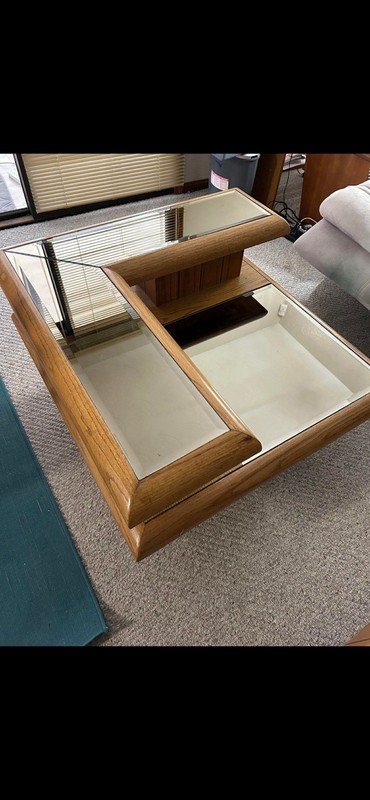 Mid Century Modern Lou Hodges Attributed Coffee Table Tiered End Table Post MCM gallery