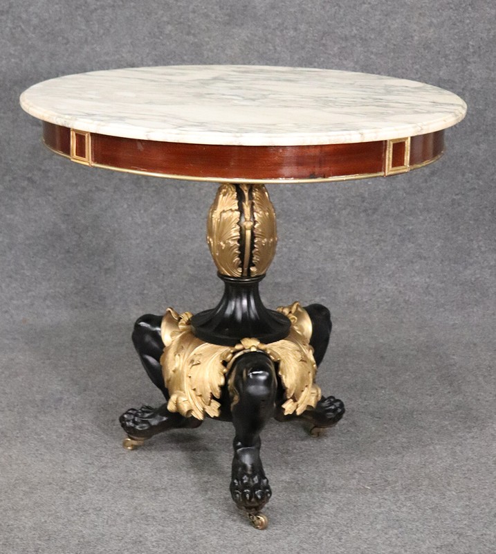 Fine Solid Bronze and Marble Russian Neoclassical Center Table, Circa 1900s