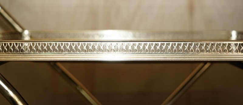 MID CENTURY FOLDING ROSEWOOD BRASS 1950'S DRINKS TROLLEY WITH REMOVABLE TRAYS gallery