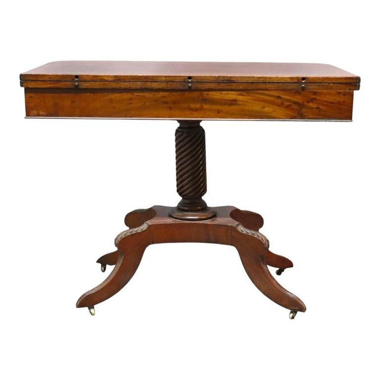 Federal Sheraton Flame Mahogany Card Table 19thC gallery