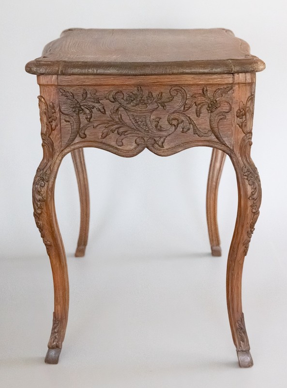 Antique 19th Century French Carved Oak Side End Table With Drawer 20"H gallery