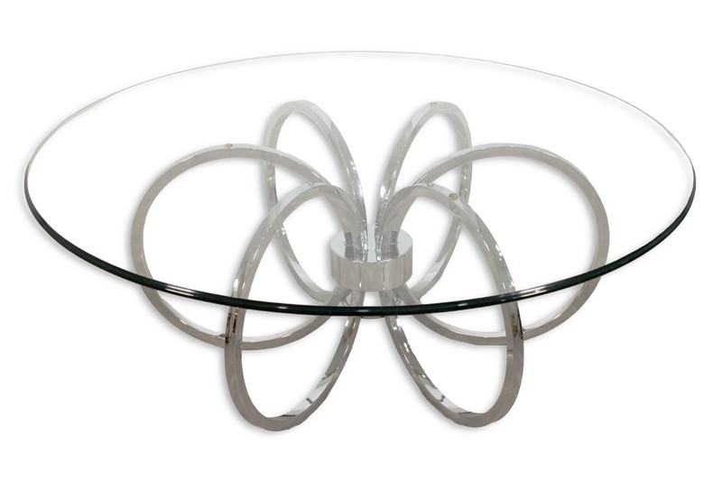 MidCentury Modern Chrome & Glass Coffee Table In The Style Of Milo Baughman