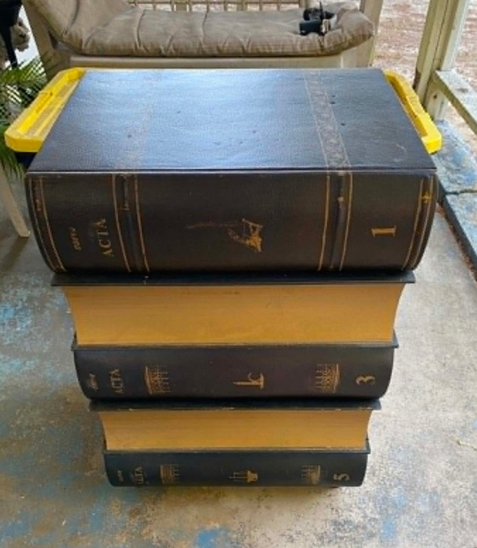 Vintage Regency Style Leather Book Stack Side Table or Nightstand gallery