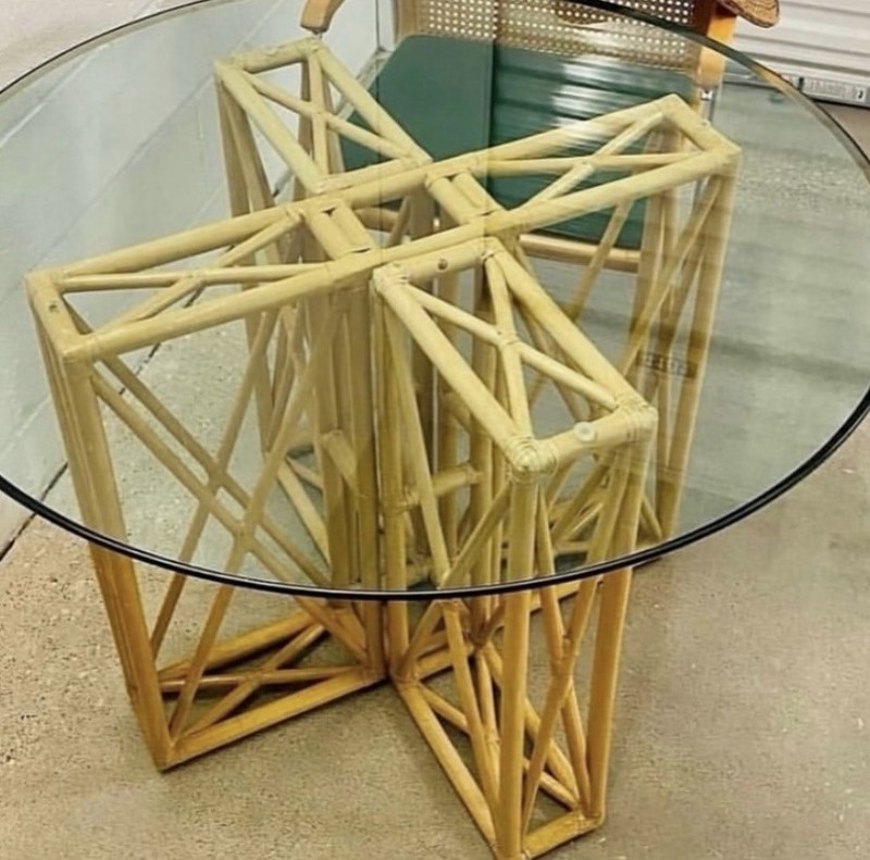 Vintage Boho Bamboo Dining Table Base gallery